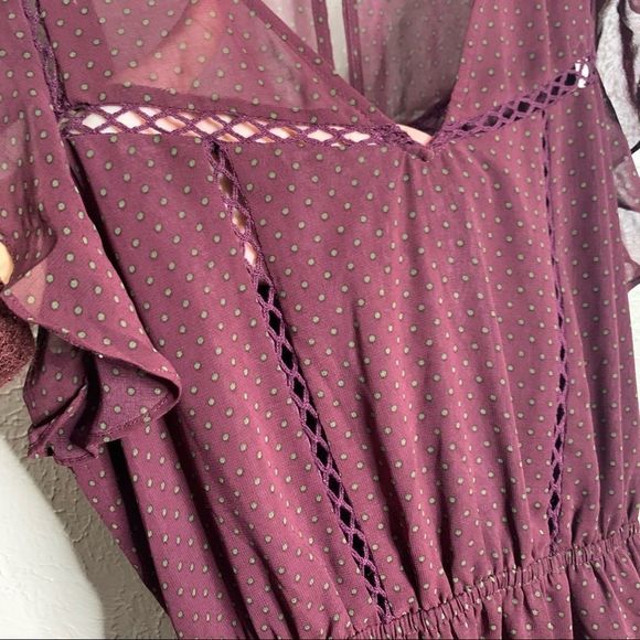 Bb Dakota carra flounce dress polka dot maroon - Picture 4 of 8